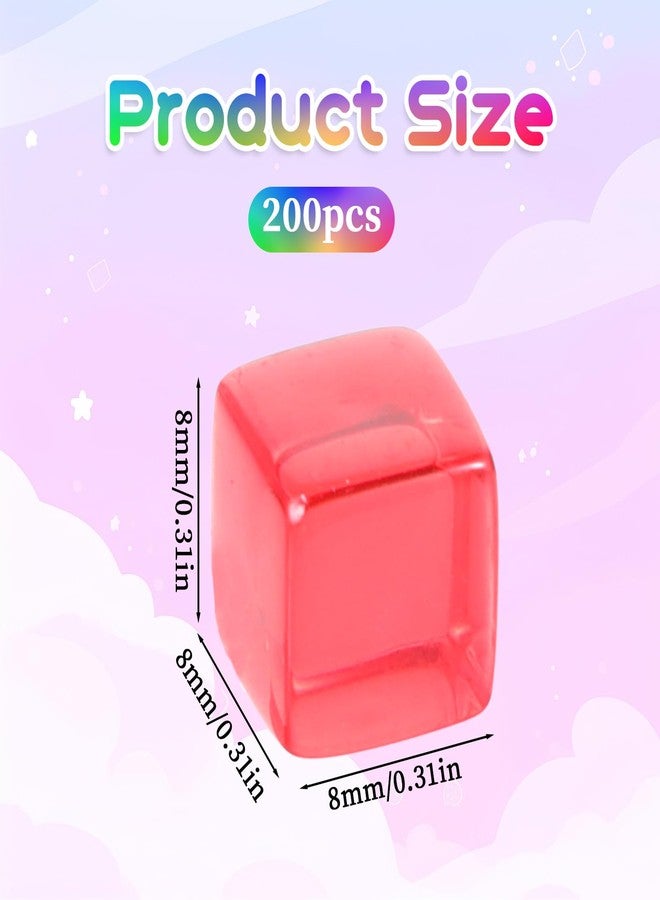 Gtziqa 200 PCS 8mm Multi-Colored Blank Dice, 8-12 Colors Mini Dice Beads Acrylic Cubes Assorted Color No Hole Beads with Storage Box Small Clear Dices for Board Tabletop Dices DIY Making - Image 3
